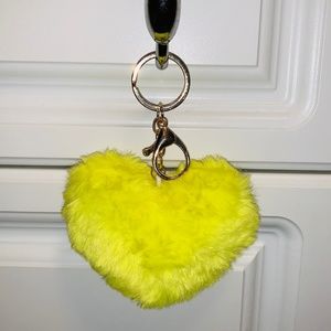 Accessories - Neon Yellow Fluffy Heart Keychain Accessories - Neon Yellow Fluffy Heart Keychain